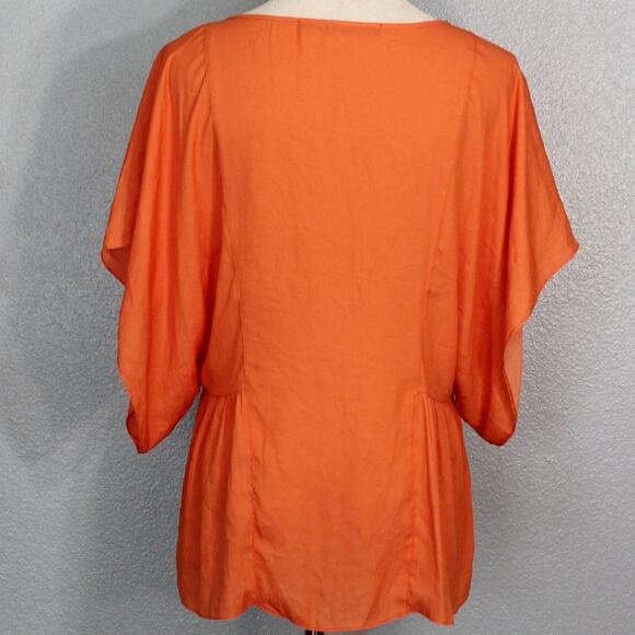 Zara Basic Orange Peasant Top Size Small - Picture 6 of 7